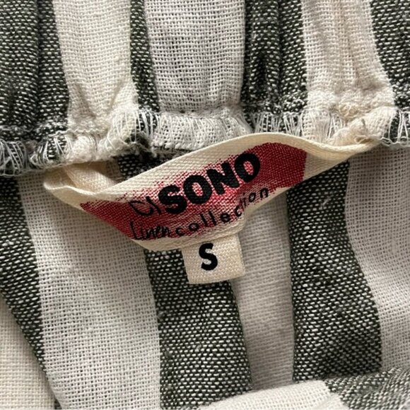Cisono Linen Collection Striped Paperbag Waist Ankle Pants S - Picture 4 of 11